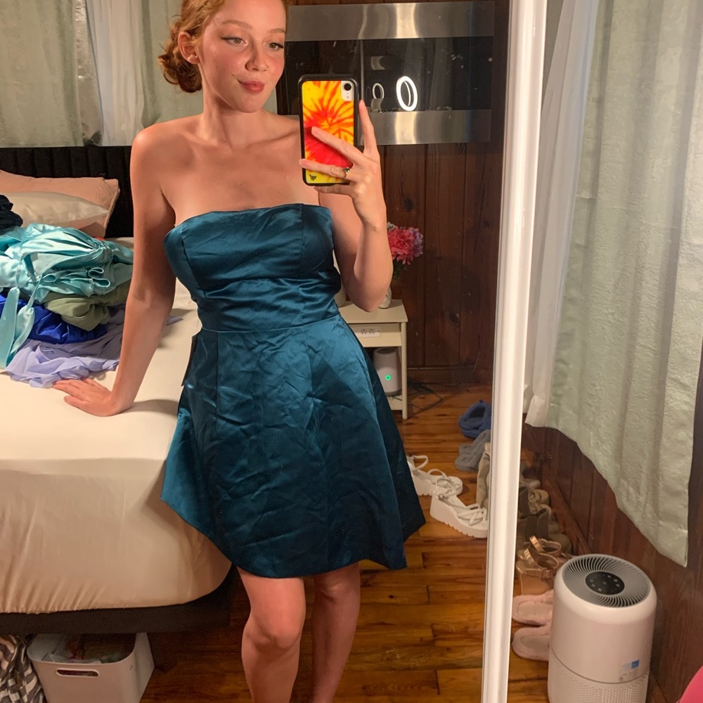 Teal Strapless Dress